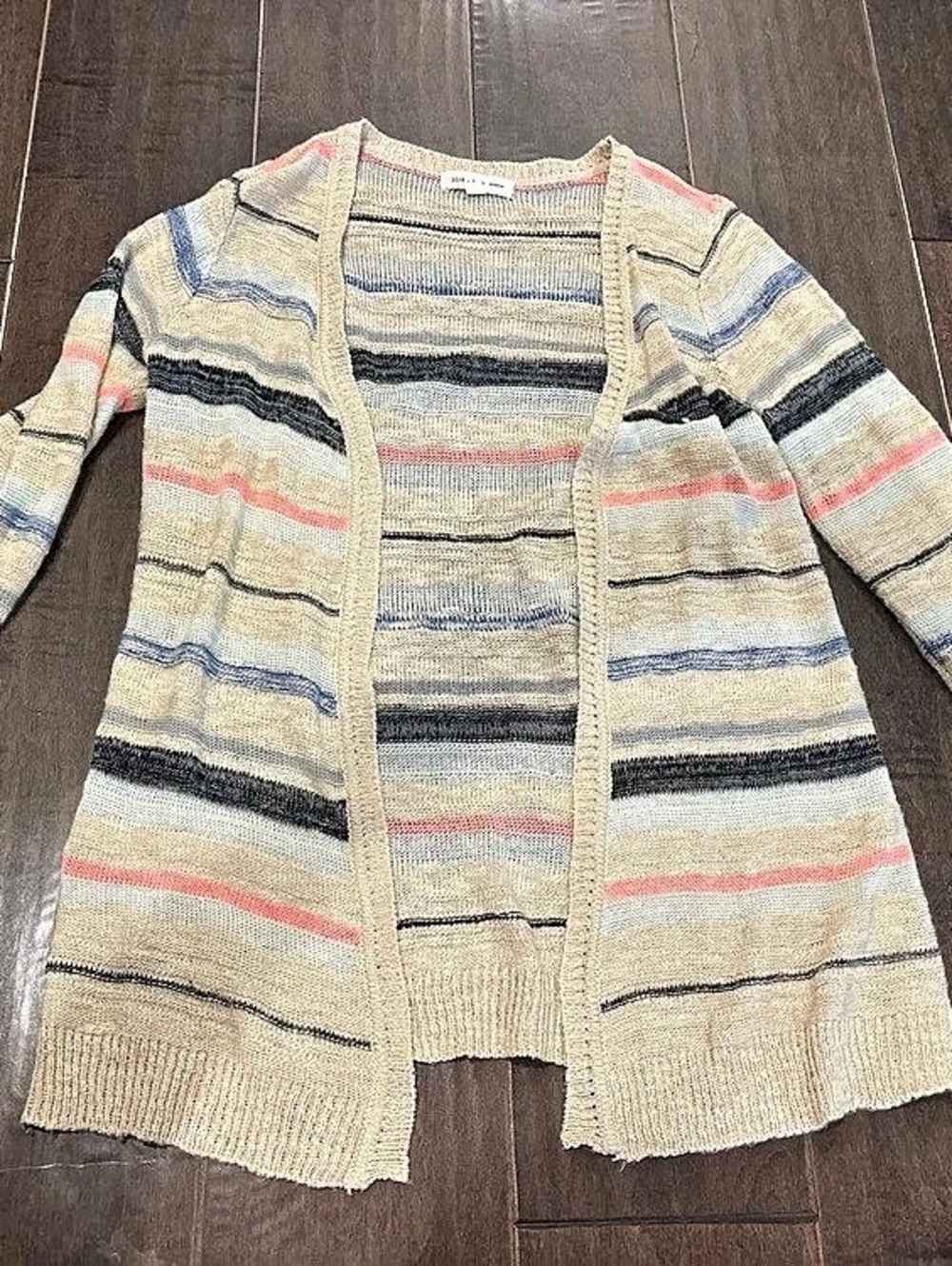 pink rose Striped Open Front Cardigan Size Medium